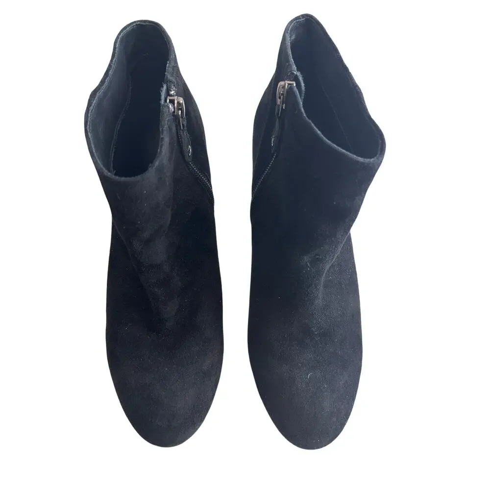 Rockport Black Suede Platform Ankle Boots Size 8 High Heel Zip Booties